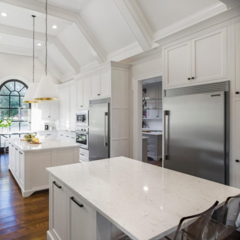 Luxury marble kitchen countertops with dual islands