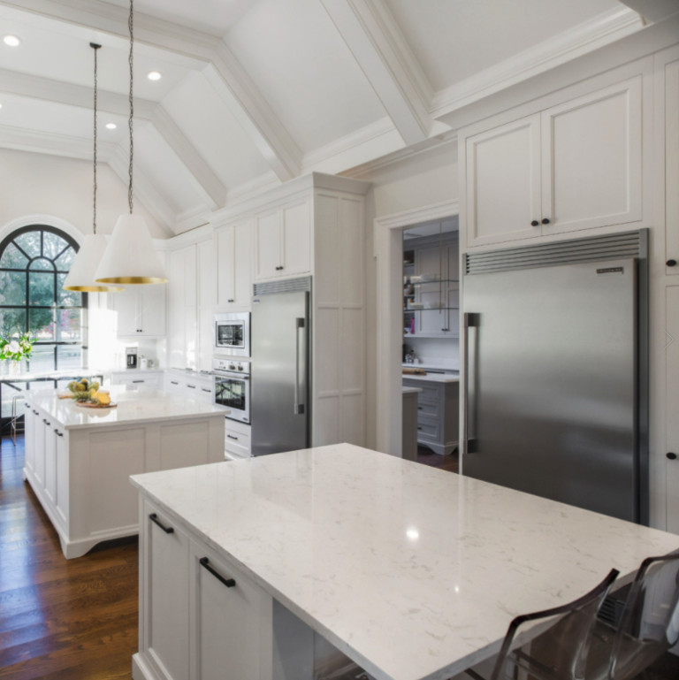 Luxury marble kitchen countertops with dual islands